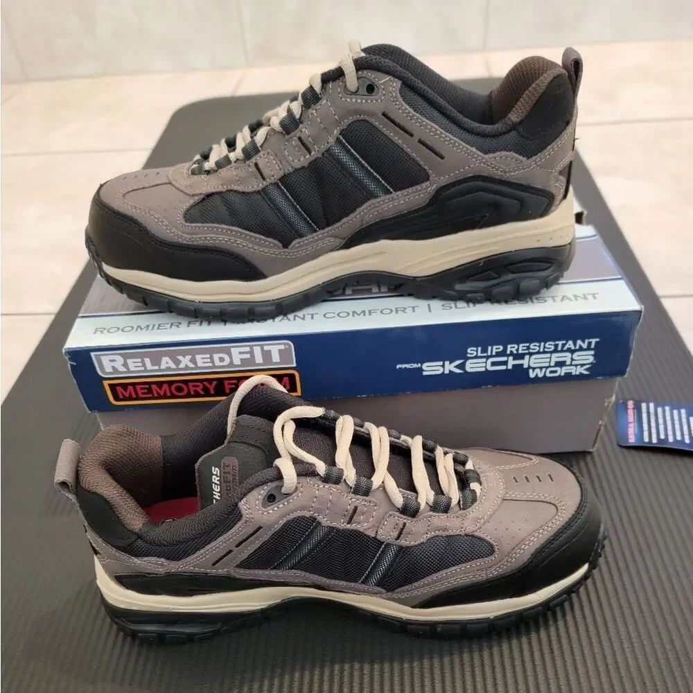 Skechers Men's Gray and Black Slip Resistant Shoes